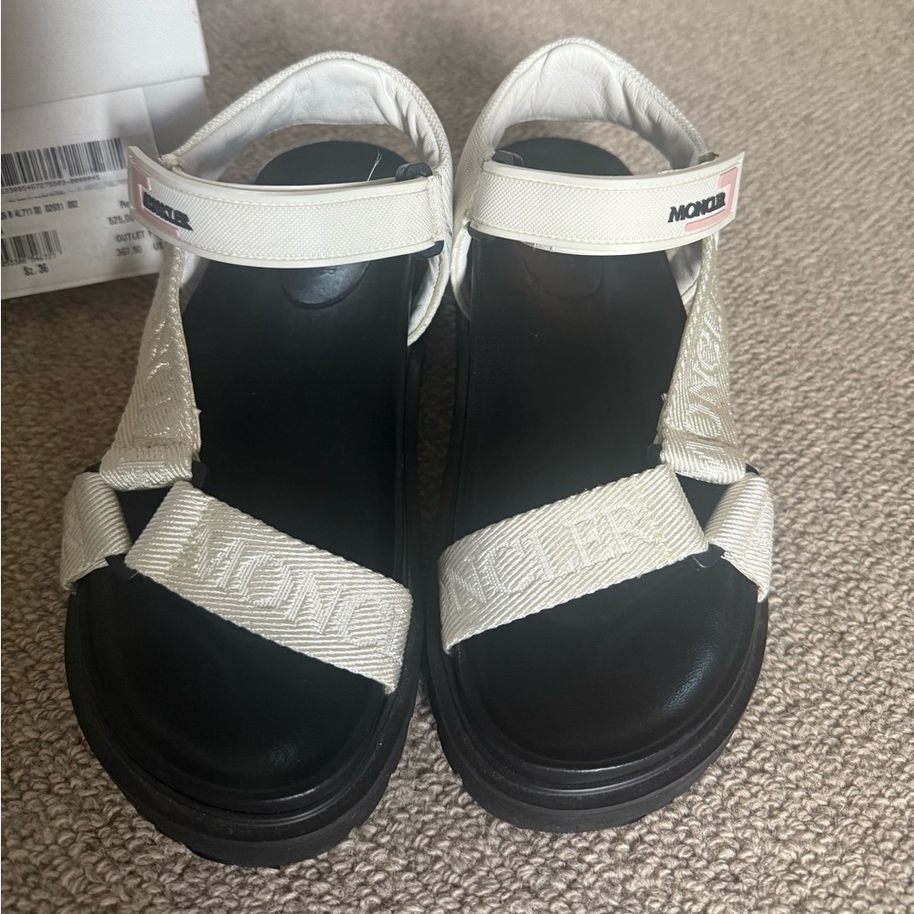 Moncler White and Black Sandals